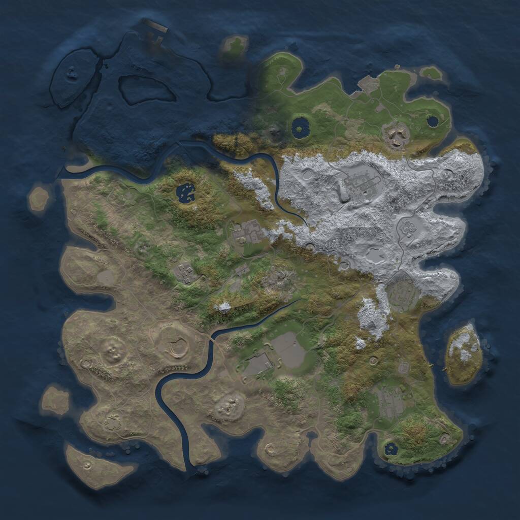 Rust Map: Procedural Map, Size: 3900, Seed: 436531477, 14 Monuments