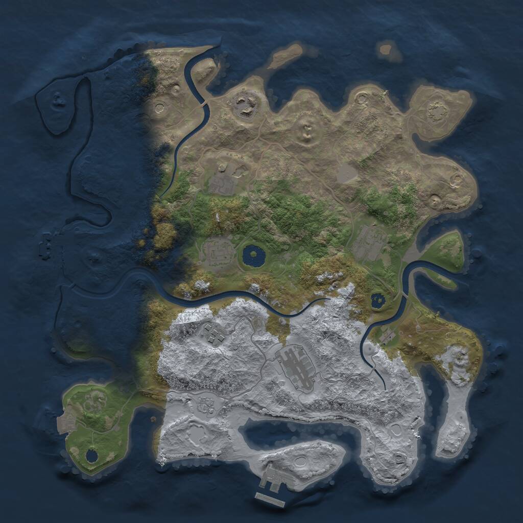 Rust Map: Procedural Map, Size: 3450, Seed: 929955030, 12 Monuments