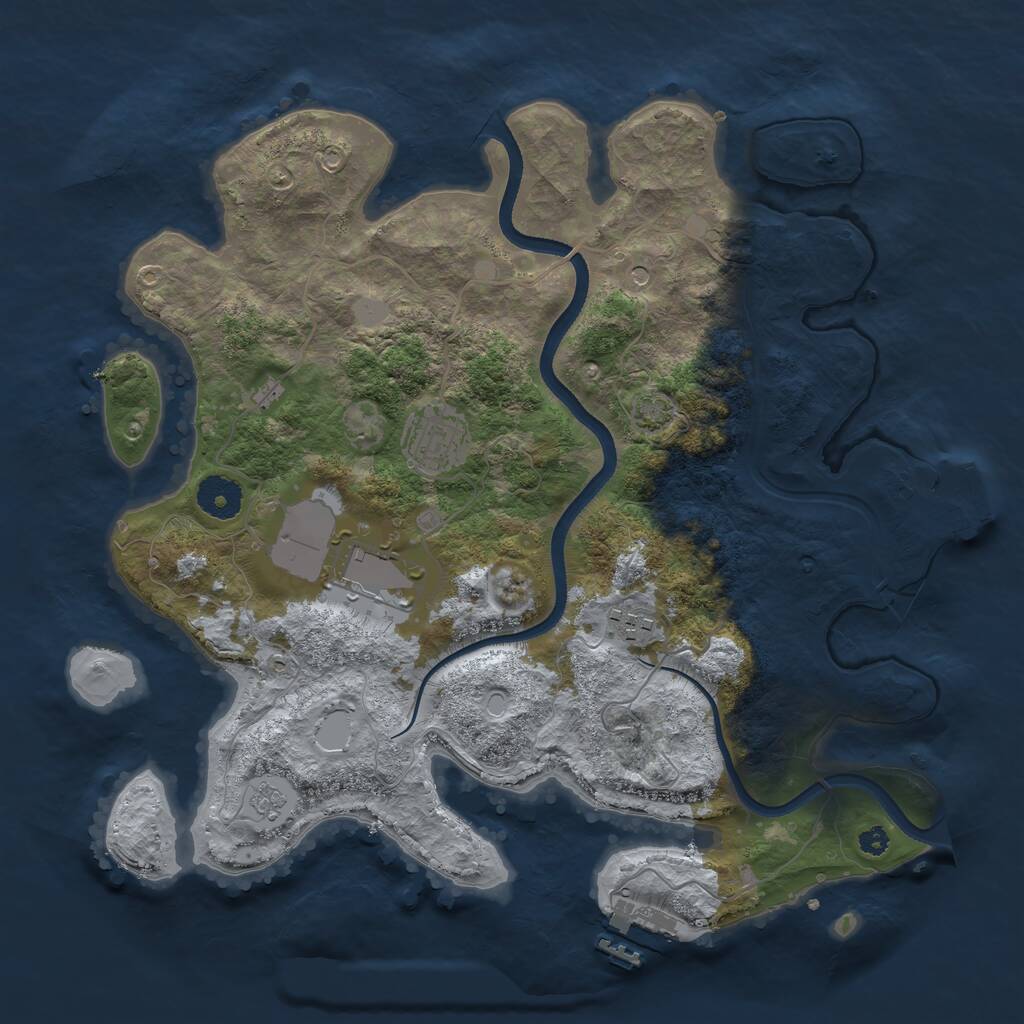Rust Map: Procedural Map, Size: 3500, Seed: 1312250363, 9 Monuments