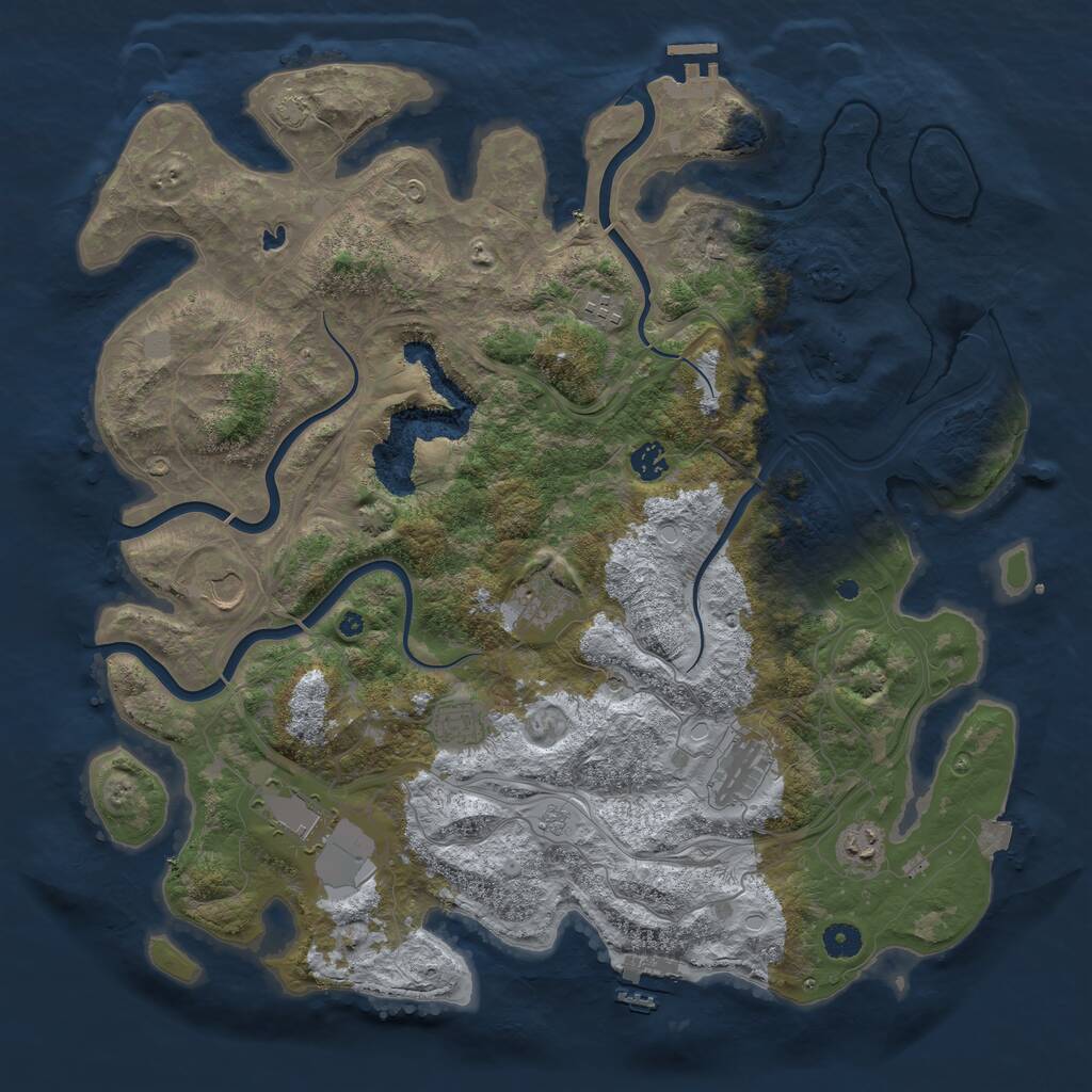 Rust Map: Procedural Map, Size: 4400, Seed: 733523851, 14 Monuments