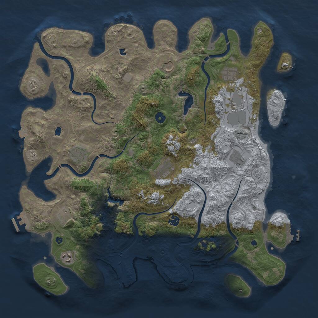 Rust Map: Procedural Map, Size: 4500, Seed: 1908197945, 16 Monuments