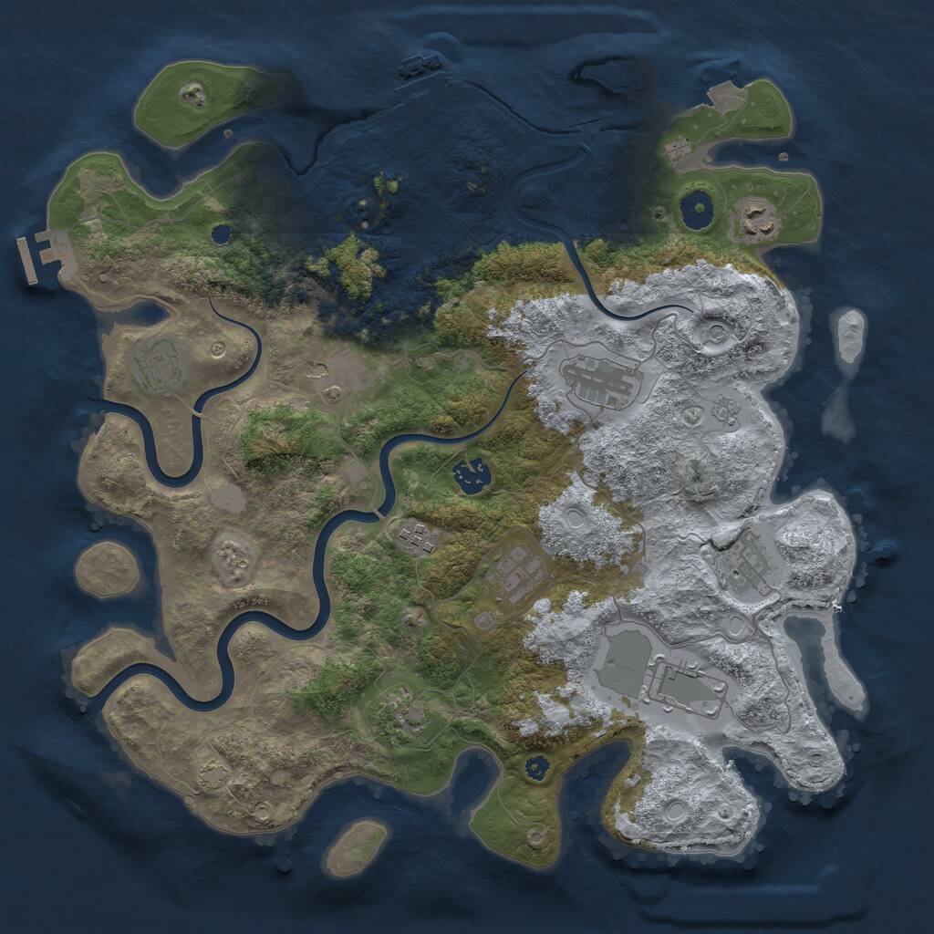 Rust Map: Procedural Map, Size: 3900, Seed: 96445, 16 Monuments