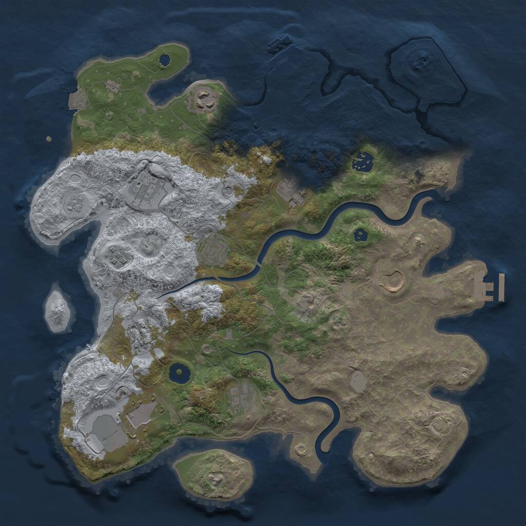 Rust Map: Procedural Map, Size: 3750, Seed: 600141465, 16 Monuments
