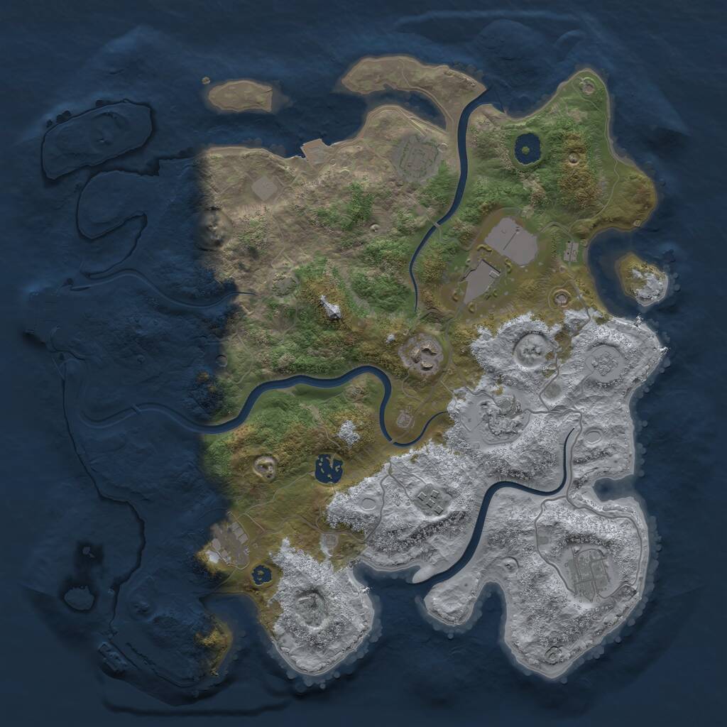 Rust Map: Procedural Map, Size: 3750, Seed: 1695863175, 14 Monuments