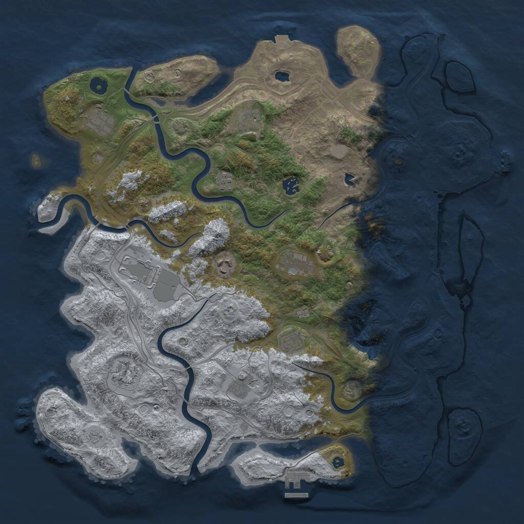 Rust Map: Procedural Map, Size: 4500, Seed: 1306774321, 16 Monuments
