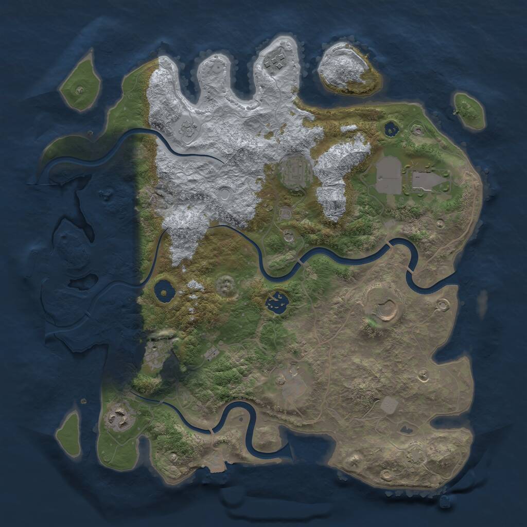 Rust Map: Procedural Map, Size: 3700, Seed: 2057604939, 13 Monuments