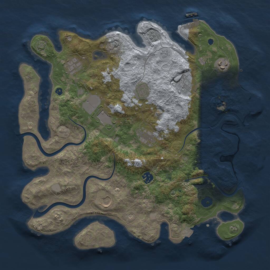 Rust Map: Procedural Map, Size: 3750, Seed: 826094093, 15 Monuments