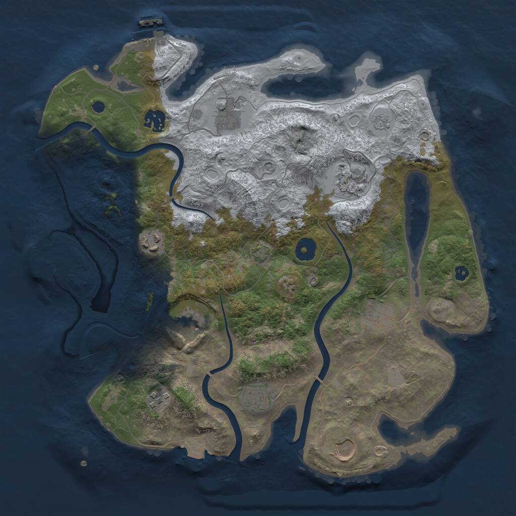 Rust Map: Procedural Map, Size: 3500, Seed: 858950459, 15 Monuments