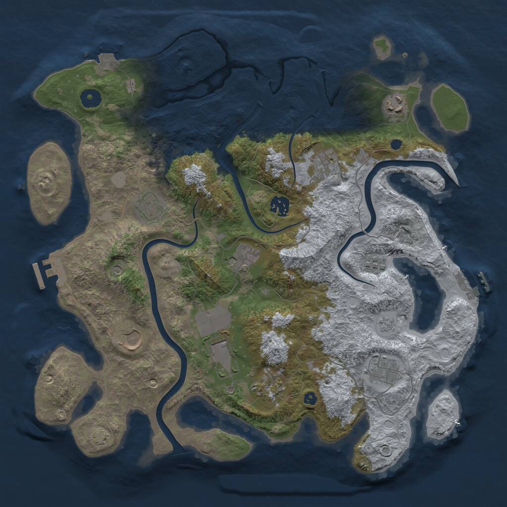 Rust Map: Procedural Map, Size: 3800, Seed: 1075871238, 16 Monuments