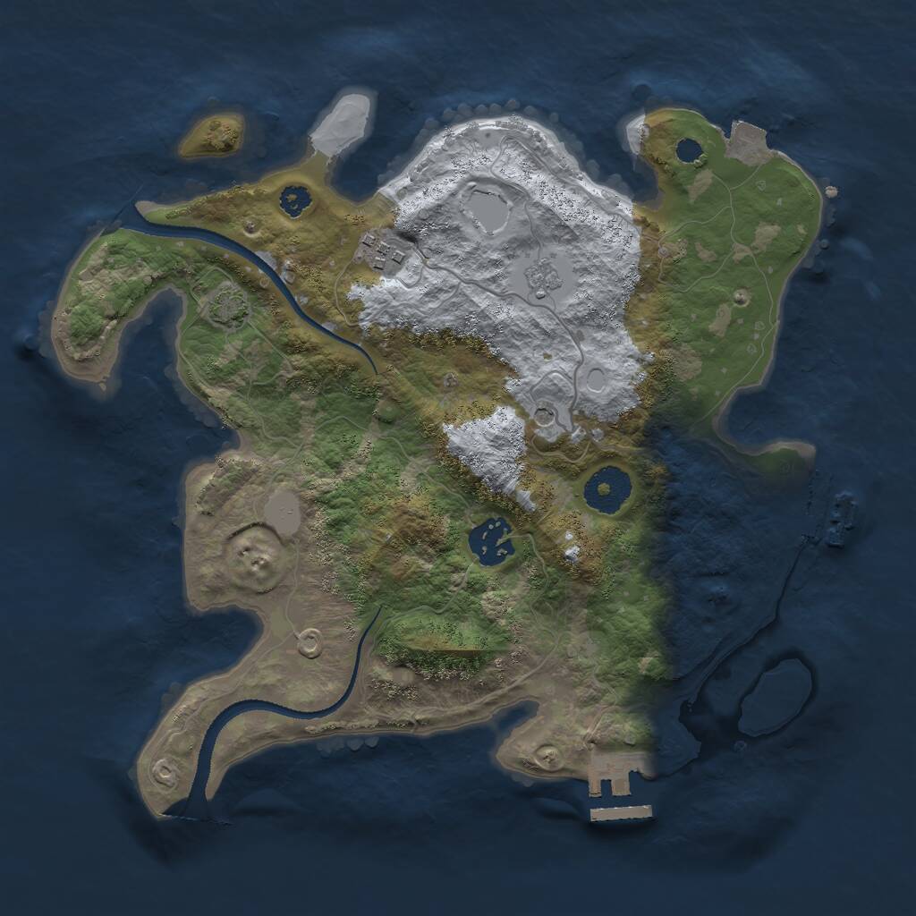 Rust Map: Procedural Map, Size: 3000, Seed: 37116, 8 Monuments