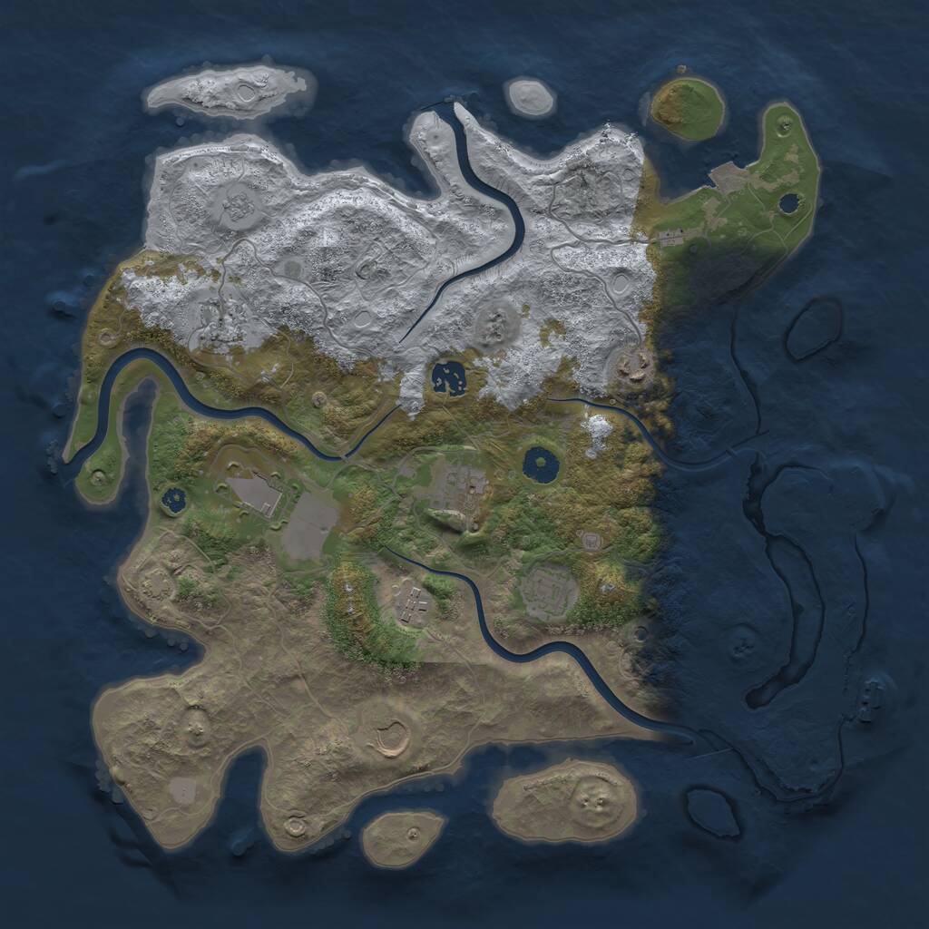 Rust Map: Procedural Map, Size: 3900, Seed: 88579, 14 Monuments