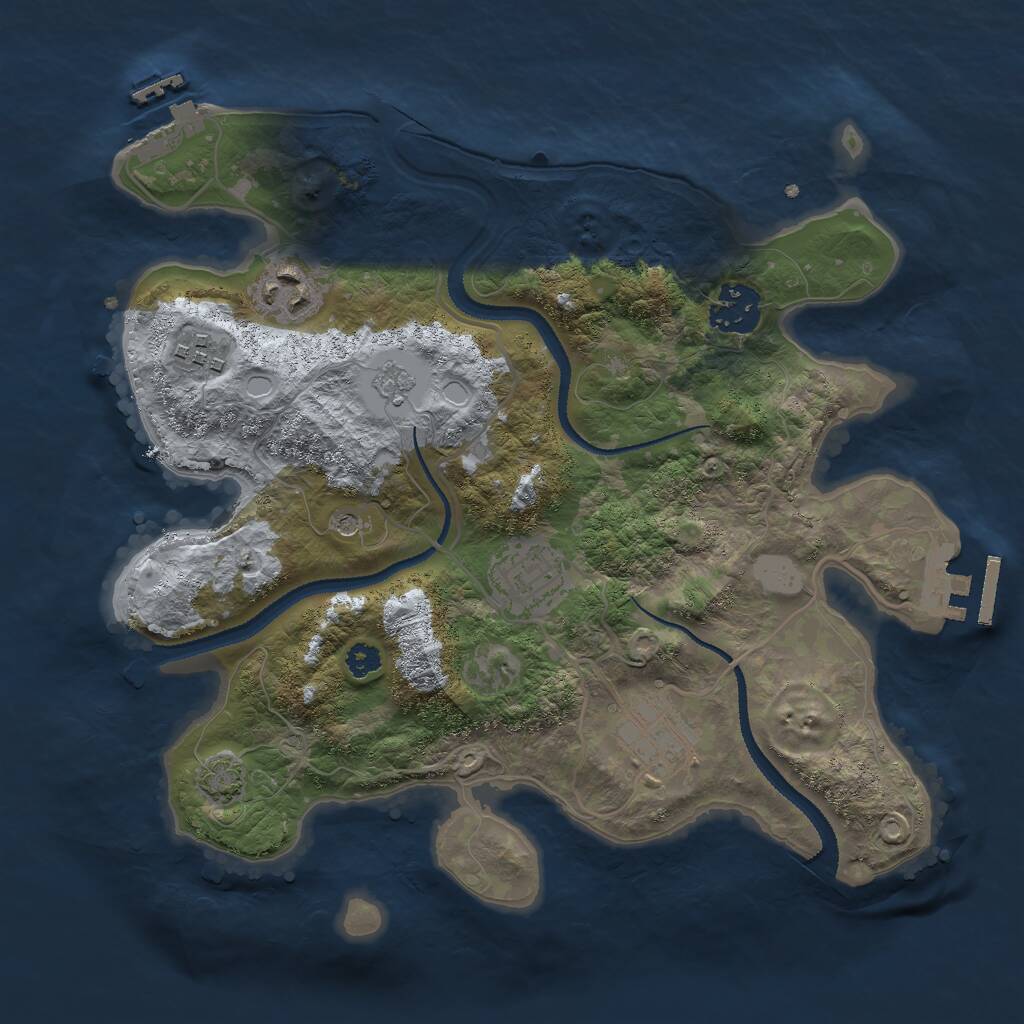 Rust Map: Procedural Map, Size: 3000, Seed: 39520, 11 Monuments