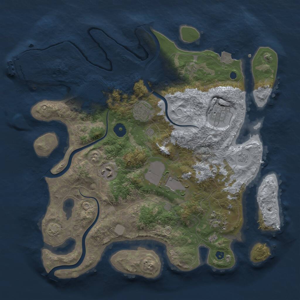Rust Map: Procedural Map, Size: 3500, Seed: 14345234, 11 Monuments
