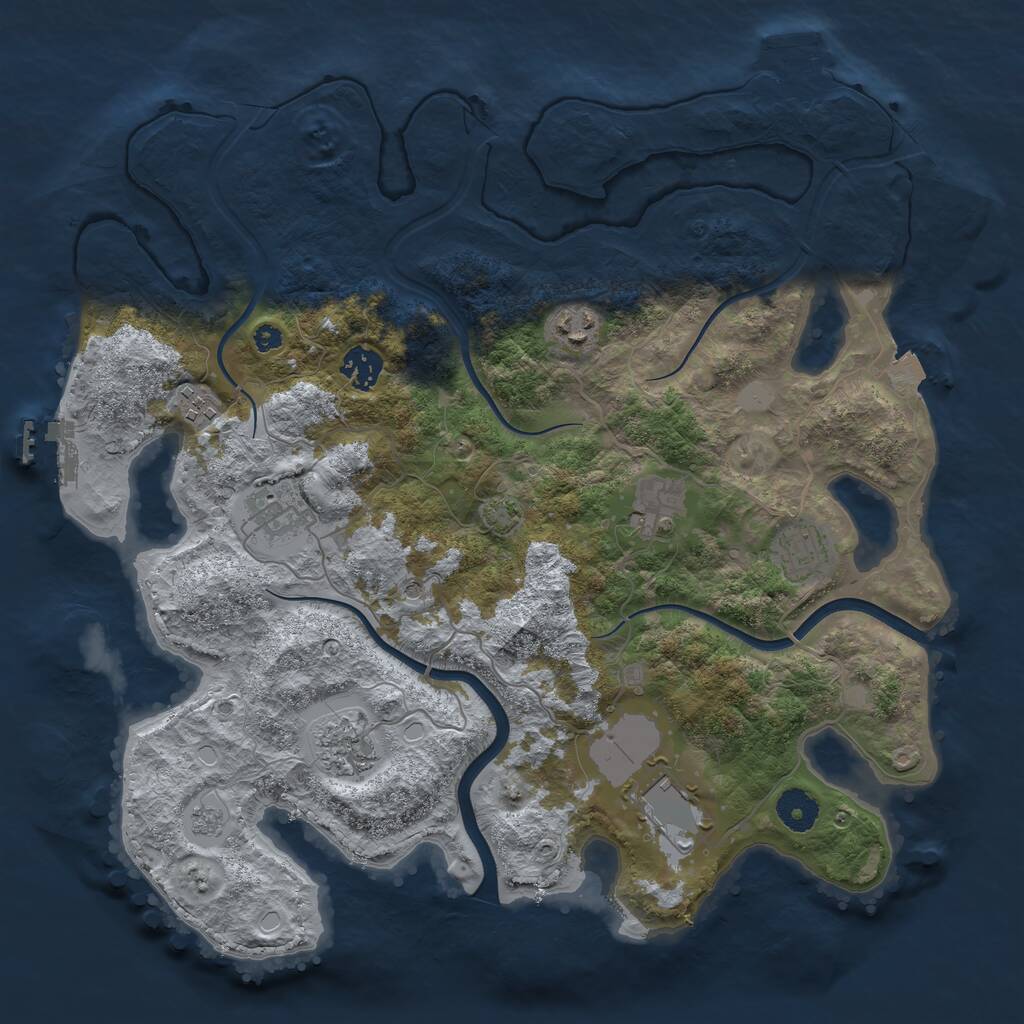 Rust Map: Procedural Map, Size: 3700, Seed: 355260433, 14 Monuments