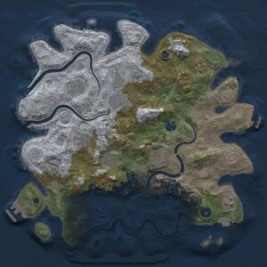 Thumbnail Rust Map: Procedural Map, Size: 3700, Seed: 1645042835, 15 Monuments