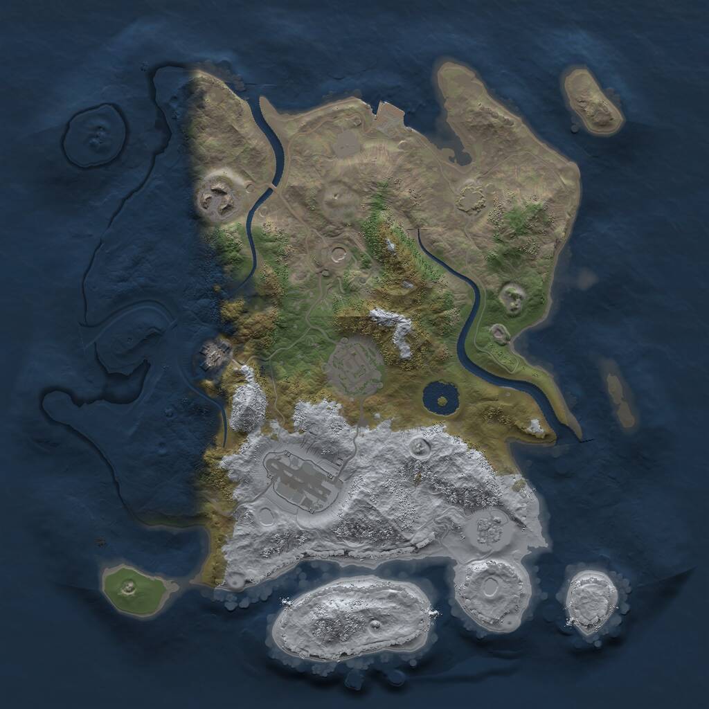 Rust Map: Procedural Map, Size: 3000, Seed: 324837424, 8 Monuments