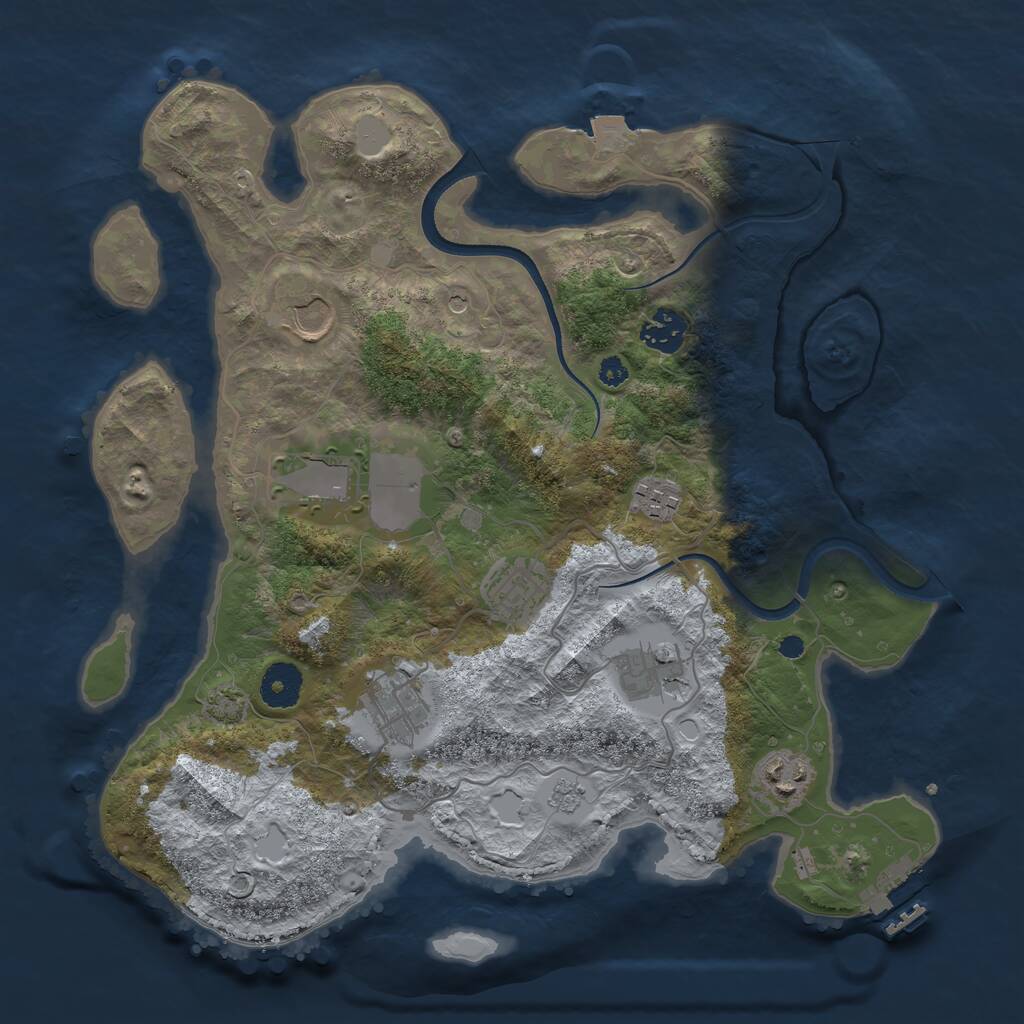 Rust Map: Procedural Map, Size: 3500, Seed: 420210336, 13 Monuments