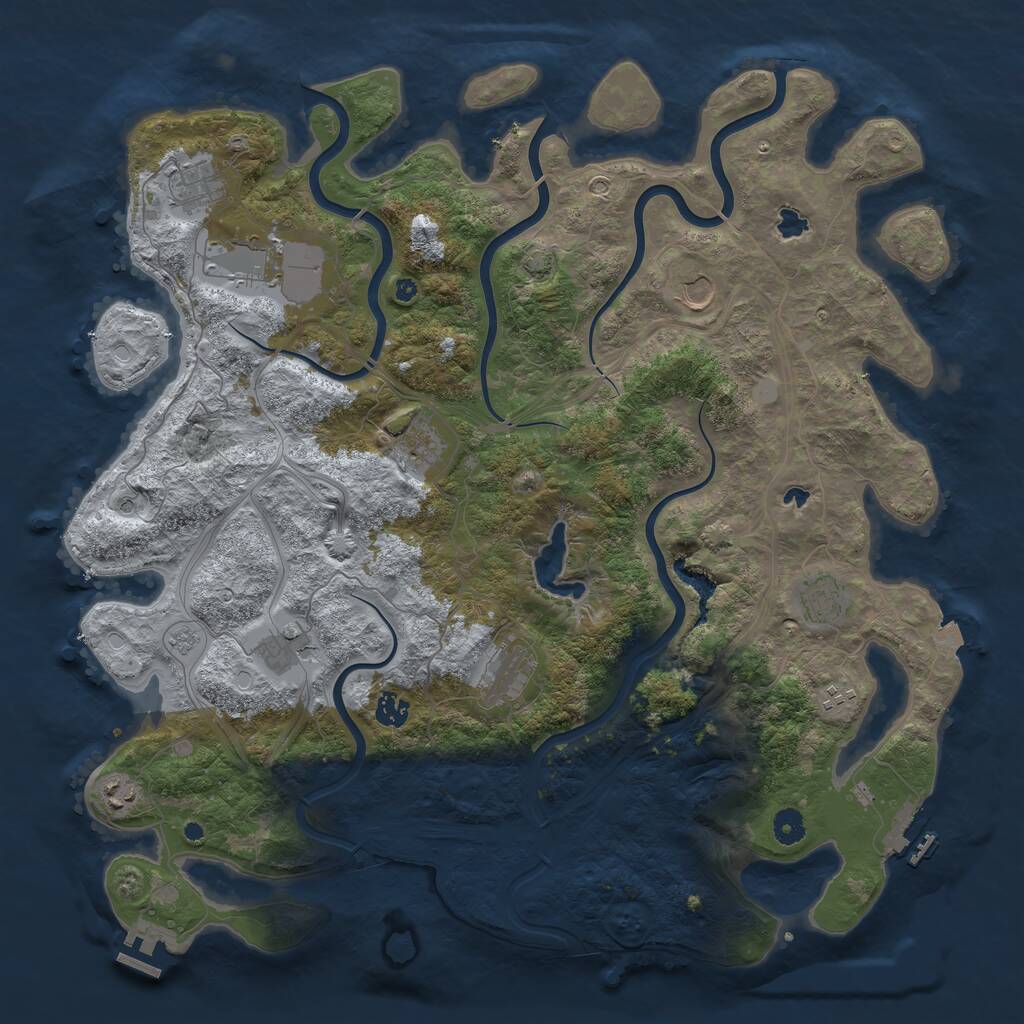 Rust Map: Procedural Map, Size: 4500, Seed: 358679133, 16 Monuments