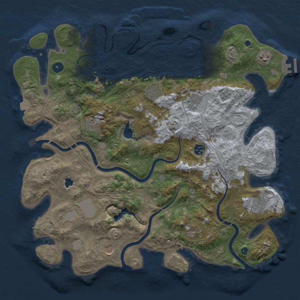 Rust Map: Procedural Map, Size: 4250, Seed: 796648124, 16 Monuments
