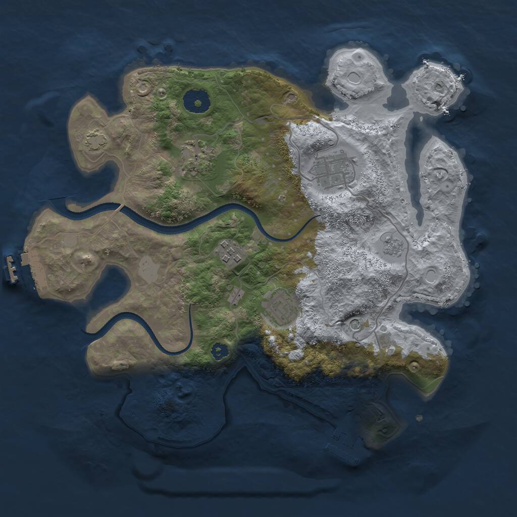 Rust Map: Procedural Map, Size: 3000, Seed: 95031, 10 Monuments