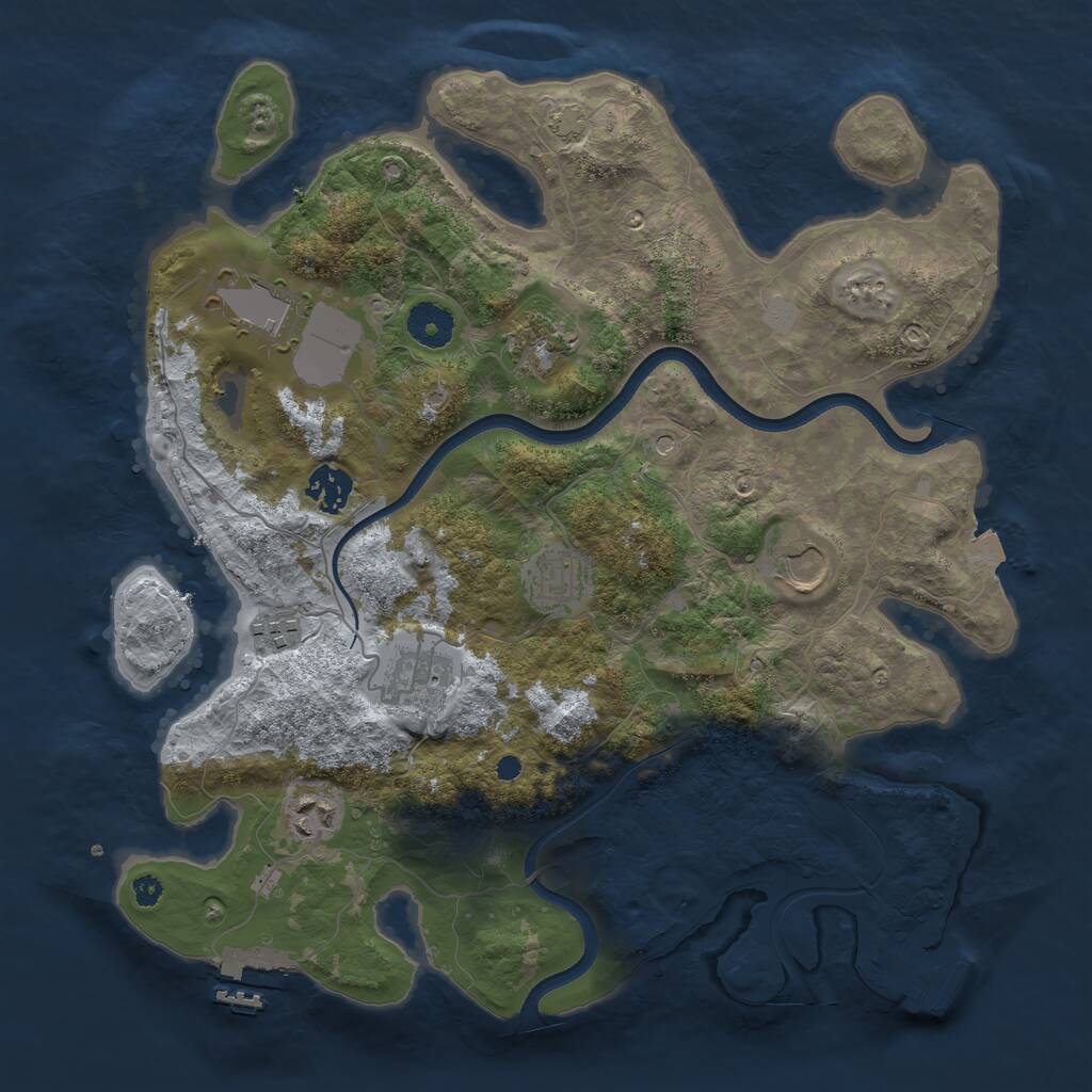 Rust Map: Procedural Map, Size: 3600, Seed: 2628, 13 Monuments
