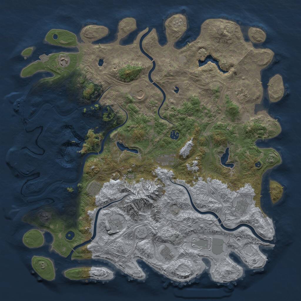 Rust Map: Procedural Map, Size: 5000, Seed: 814224611, 17 Monuments