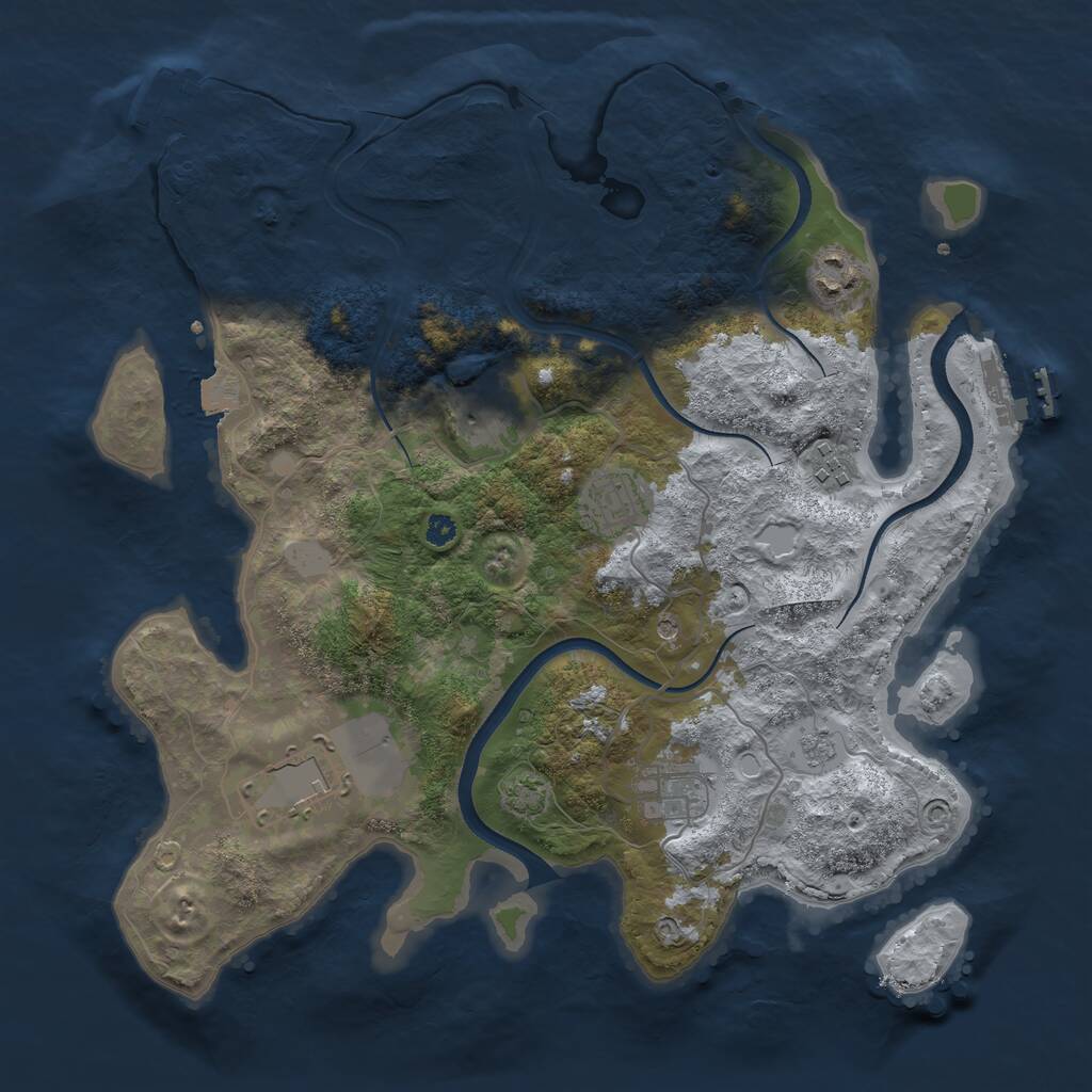 Rust Map: Procedural Map, Size: 3500, Seed: 920307068, 12 Monuments