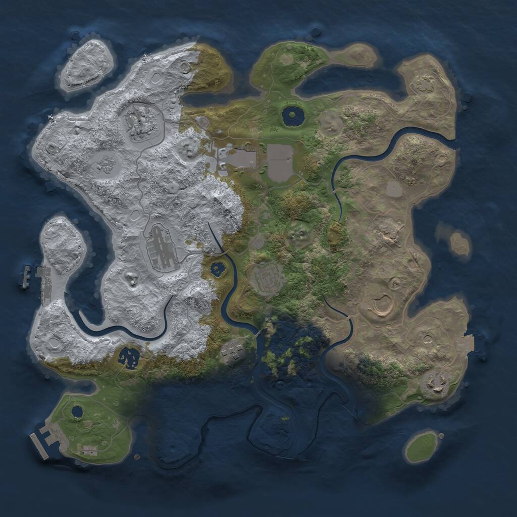 Rust Map: Procedural Map, Size: 3600, Seed: 150857, 14 Monuments