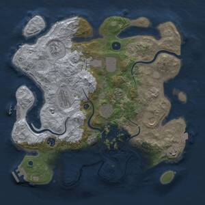 Thumbnail Rust Map: Procedural Map, Size: 3600, Seed: 150857, 14 Monuments
