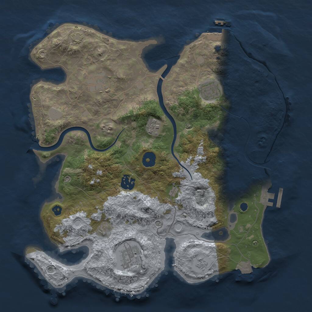 Rust Map: Procedural Map, Size: 3200, Seed: 8471265, 11 Monuments
