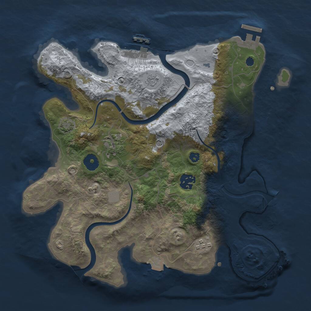 Rust Map: Procedural Map, Size: 3000, Seed: 963775, 9 Monuments