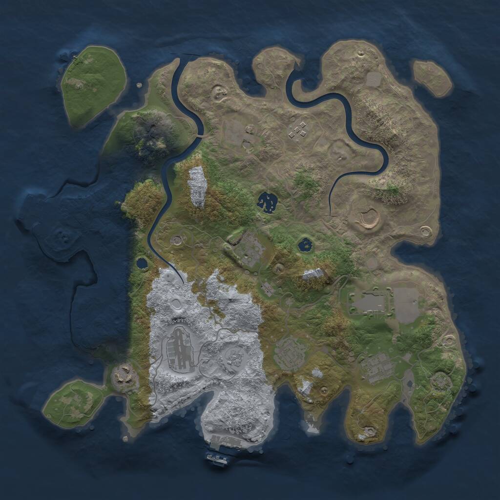 Rust Map: Procedural Map, Size: 3700, Seed: 1863763210, 16 Monuments