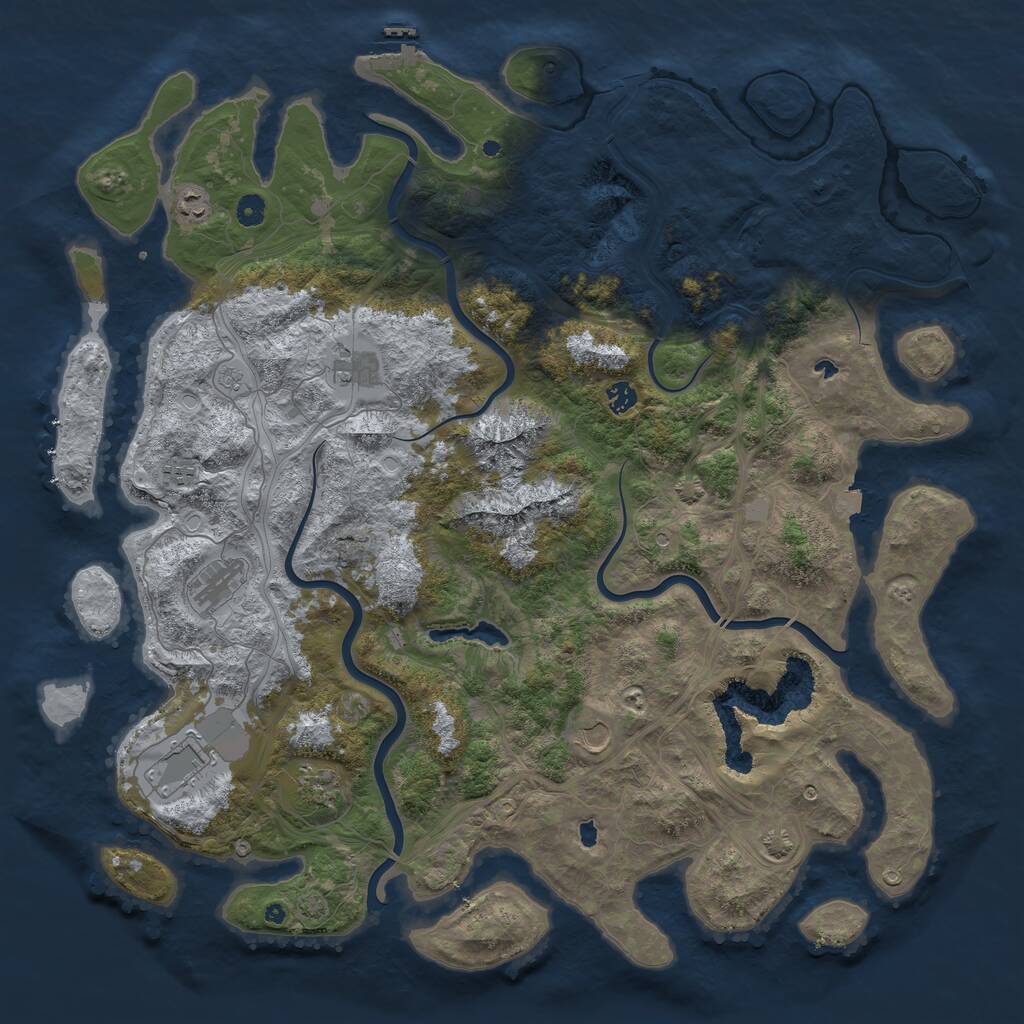 Rust Map: Procedural Map, Size: 5000, Seed: 69000000, 13 Monuments