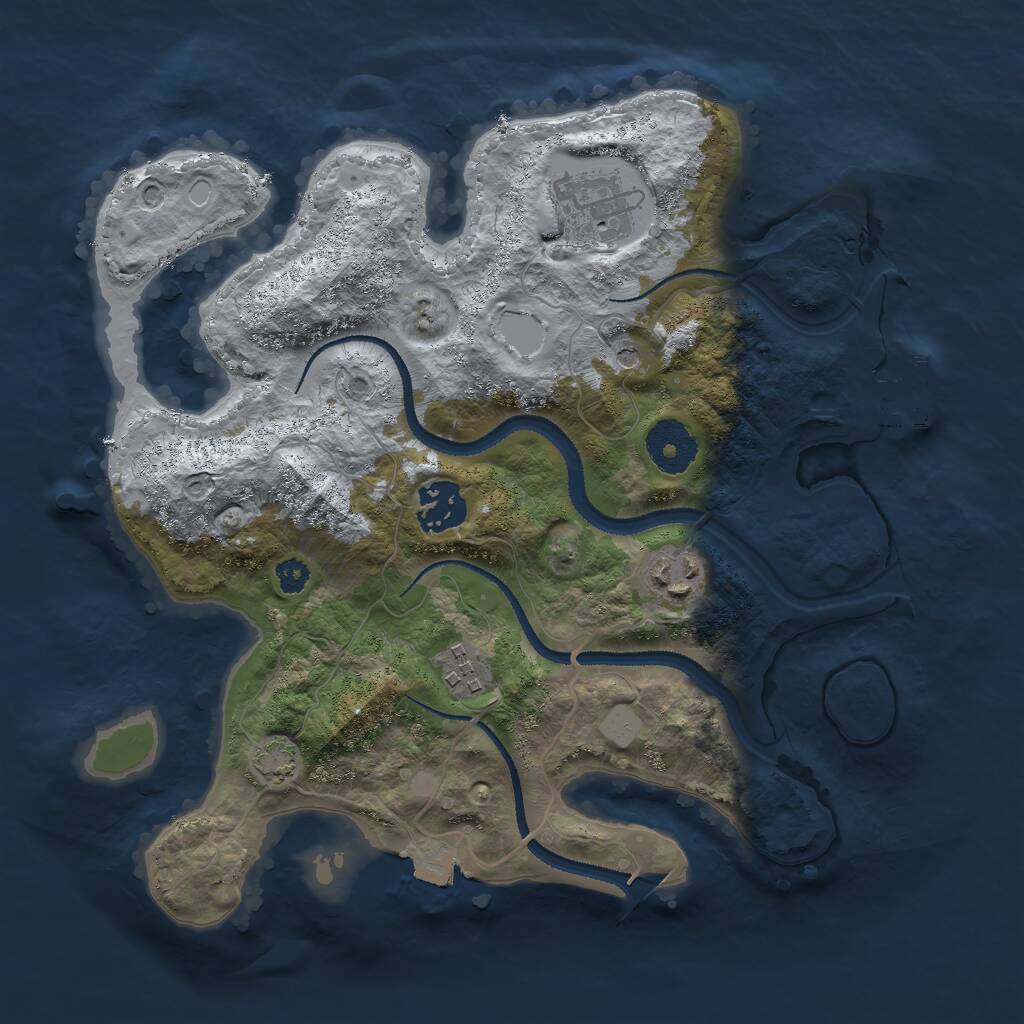 Rust Map: Procedural Map, Size: 3000, Seed: 2058182672, 8 Monuments