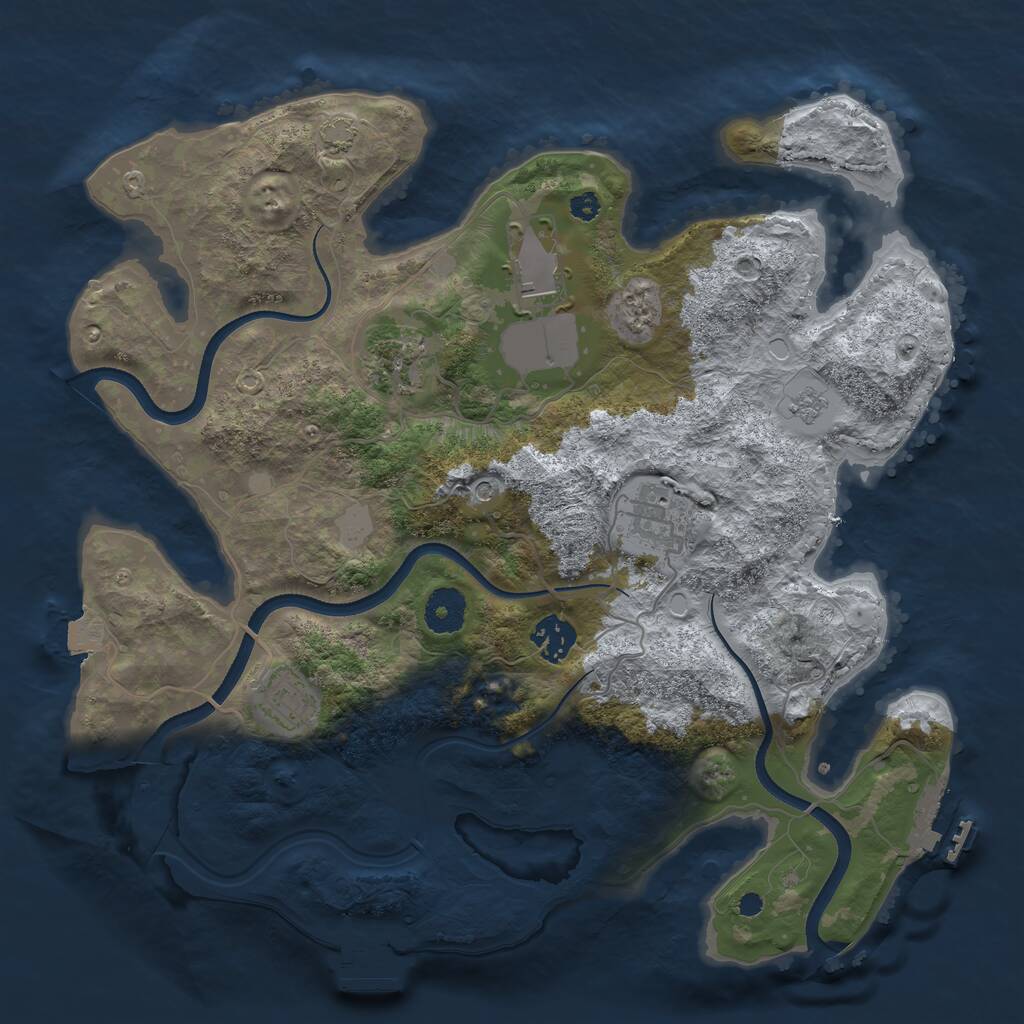 Rust Map: Procedural Map, Size: 3500, Seed: 4825, 11 Monuments