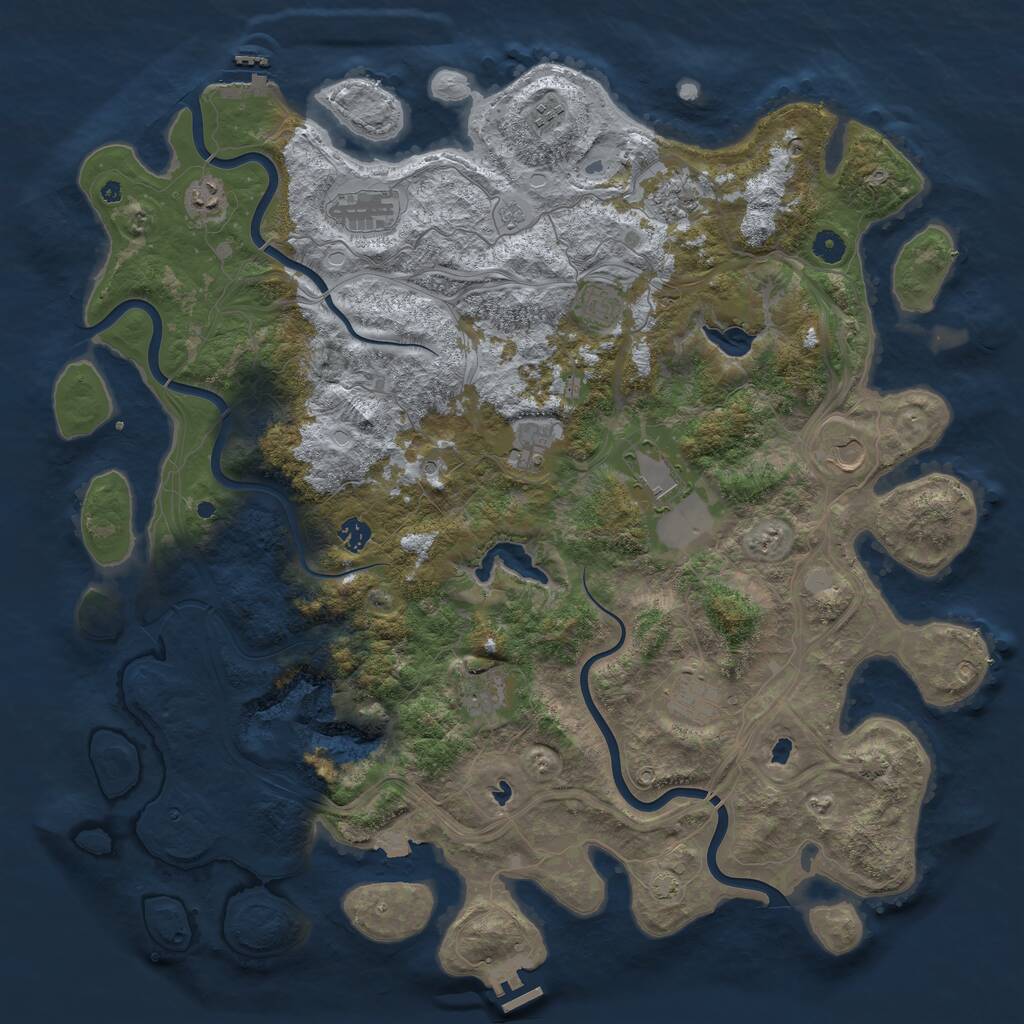 Rust Map: Procedural Map, Size: 4800, Seed: 1841007364, 17 Monuments