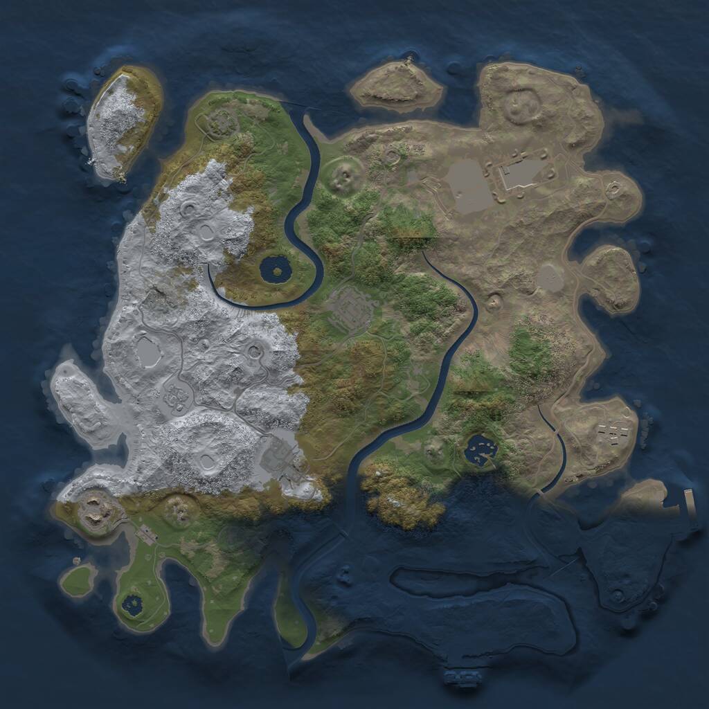 Rust Map: Procedural Map, Size: 3500, Seed: 2069152160, 12 Monuments