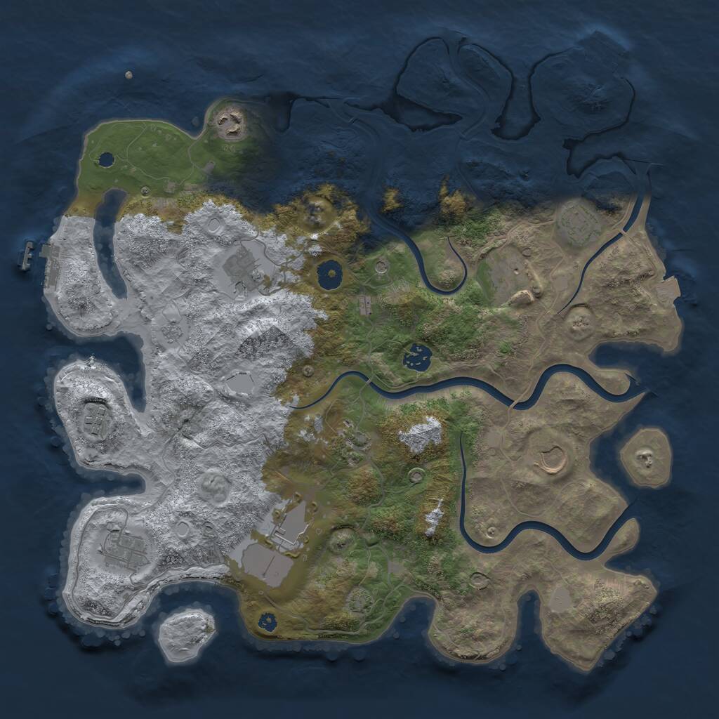 Rust Map: Procedural Map, Size: 3900, Seed: 1222291267, 16 Monuments