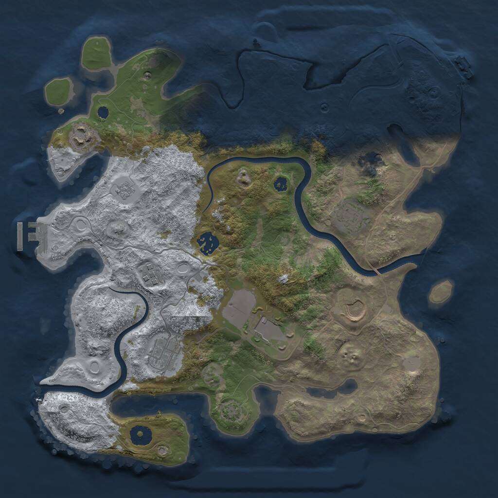 Rust Map: Procedural Map, Size: 3500, Seed: 241606526, 13 Monuments