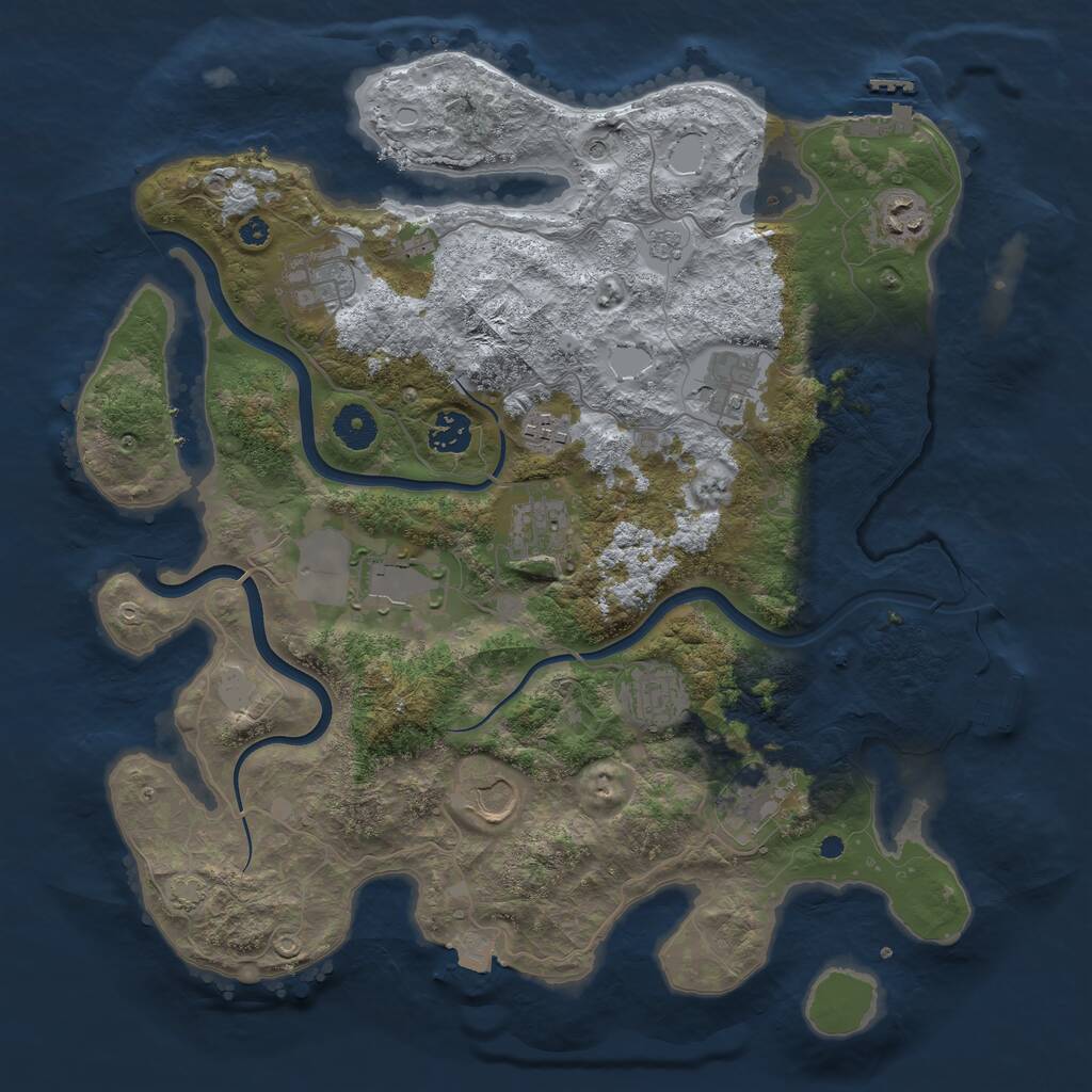 Rust Map: Procedural Map, Size: 3800, Seed: 1886973650, 16 Monuments