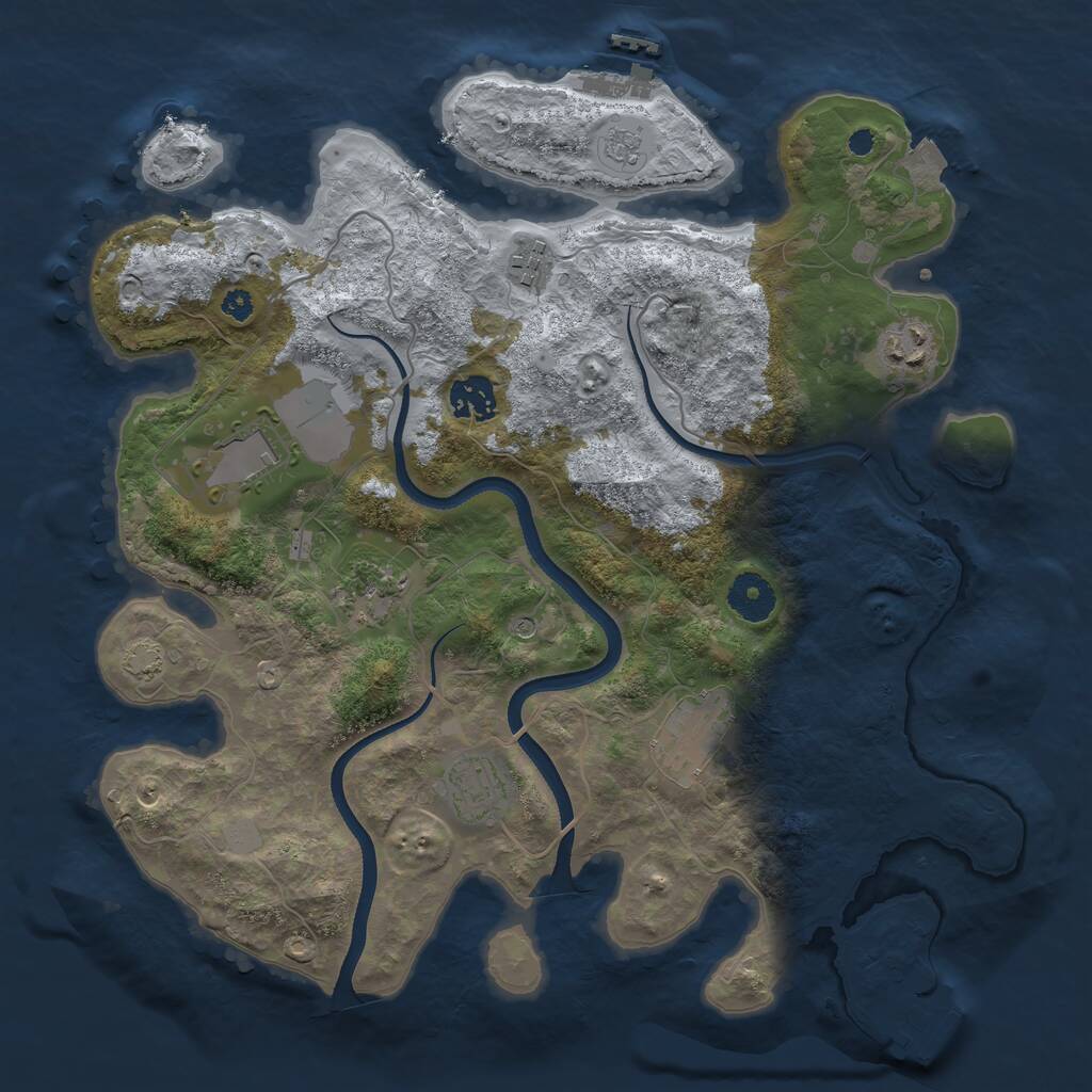 Rust Map: Procedural Map, Size: 3500, Seed: 569388325, 13 Monuments