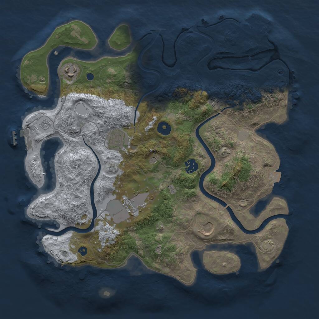 Rust Map: Procedural Map, Size: 3500, Seed: 918788163, 12 Monuments
