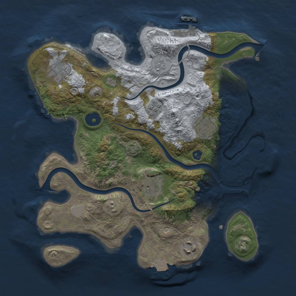 Rust Map: Procedural Map, Size: 3000, Seed: 345534, 11 Monuments