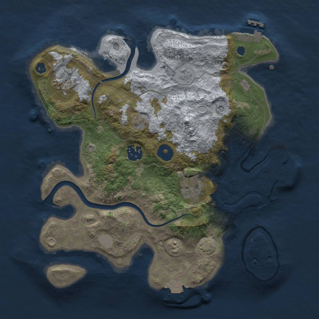 Rust Map: Procedural Map, Size: 3000, Seed: 345534, 9 Monuments