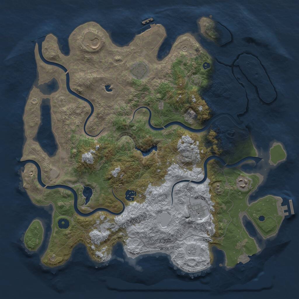 Rust Map: Procedural Map, Size: 4050, Seed: 1895365997, 12 Monuments