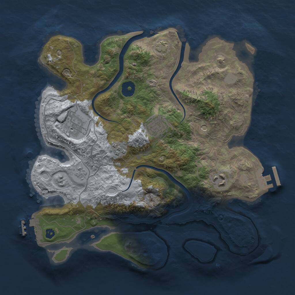 Rust Map: Procedural Map, Size: 3000, Seed: 25207, 10 Monuments