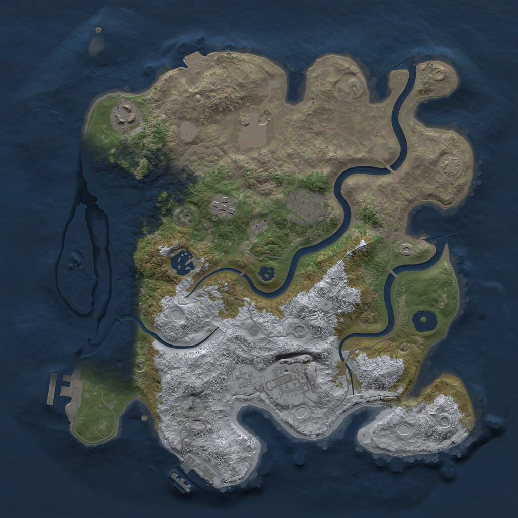 Rust Map: Procedural Map, Size: 3300, Seed: 1446866454, 12 Monuments