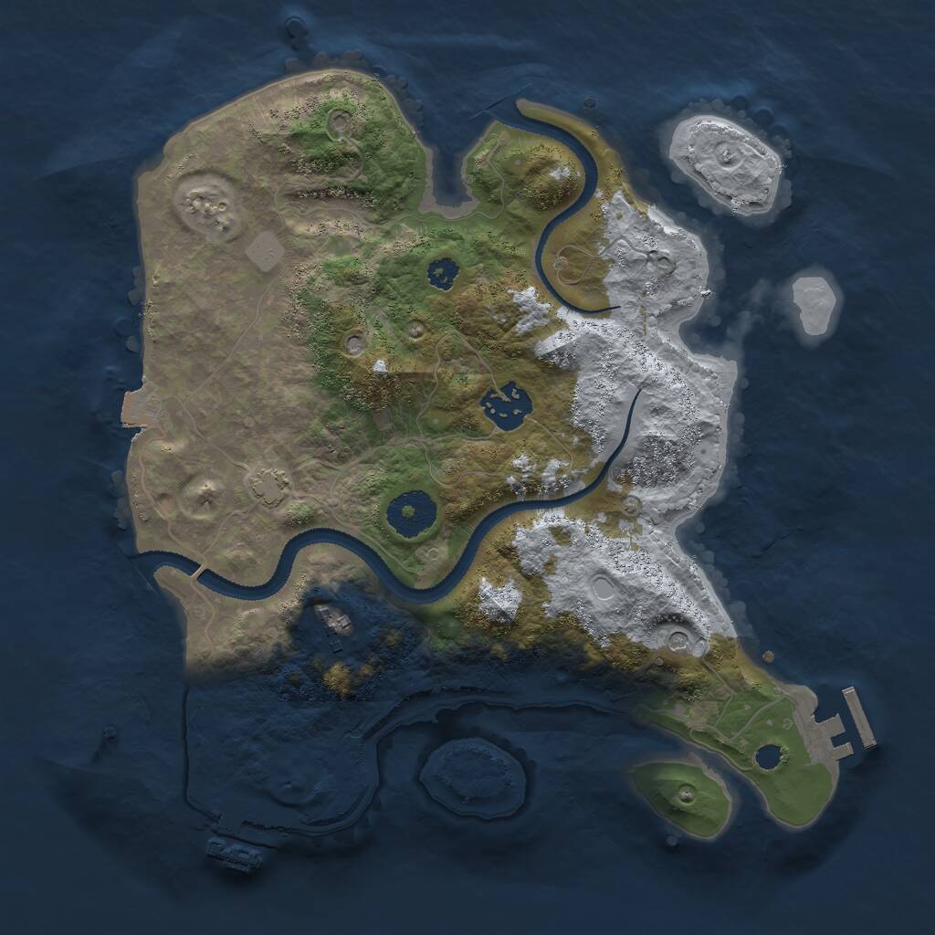 Rust Map: Procedural Map, Size: 3000, Seed: 5721, 7 Monuments