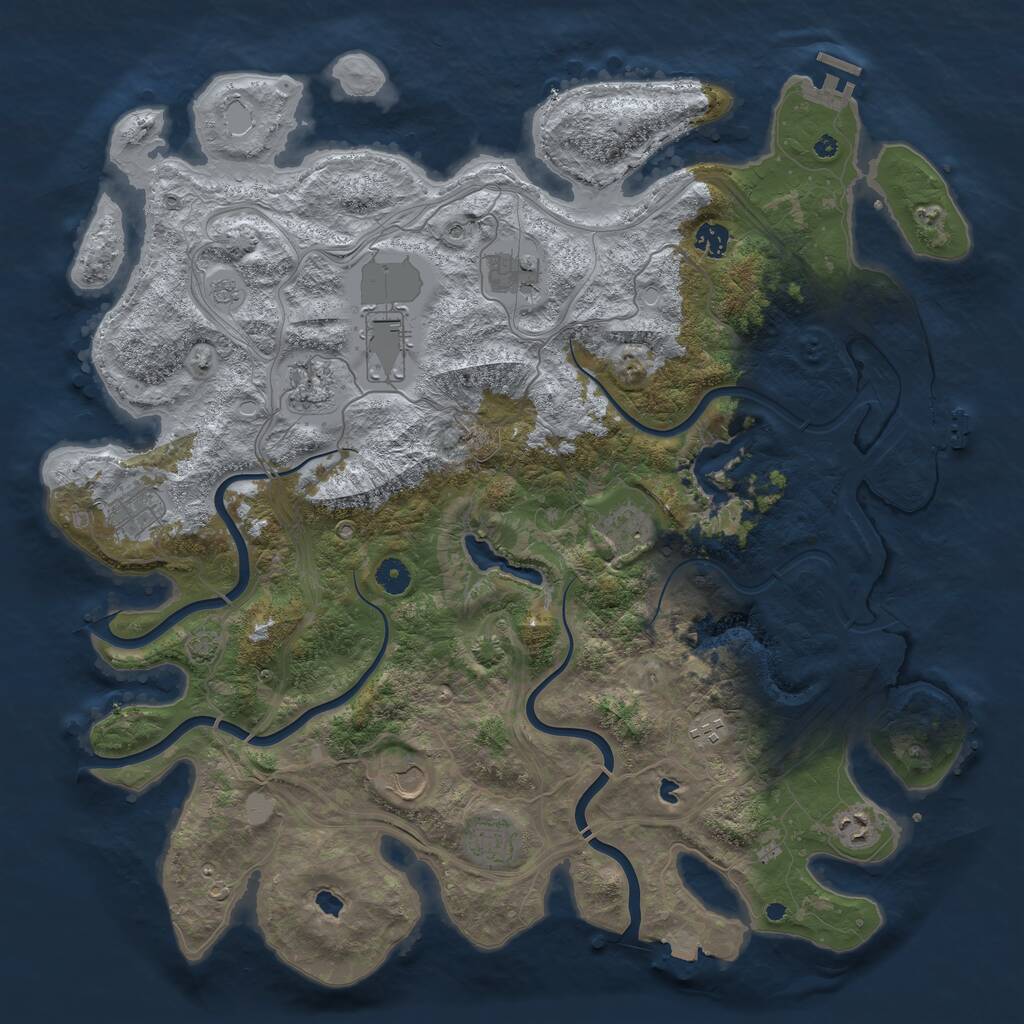 Rust Map: Procedural Map, Size: 4500, Seed: 49599523, 16 Monuments