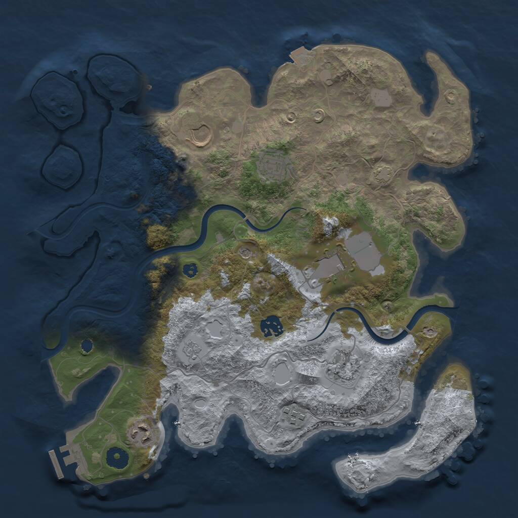 Rust Map: Procedural Map, Size: 3500, Seed: 1834496, 12 Monuments